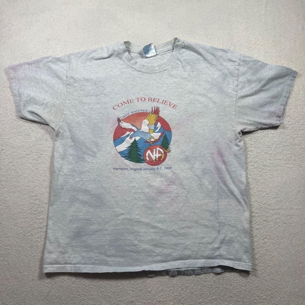 Hanes Beefy-T NA Convention Shirt XL Gray 1996 Come To Believe Eagle Graphic